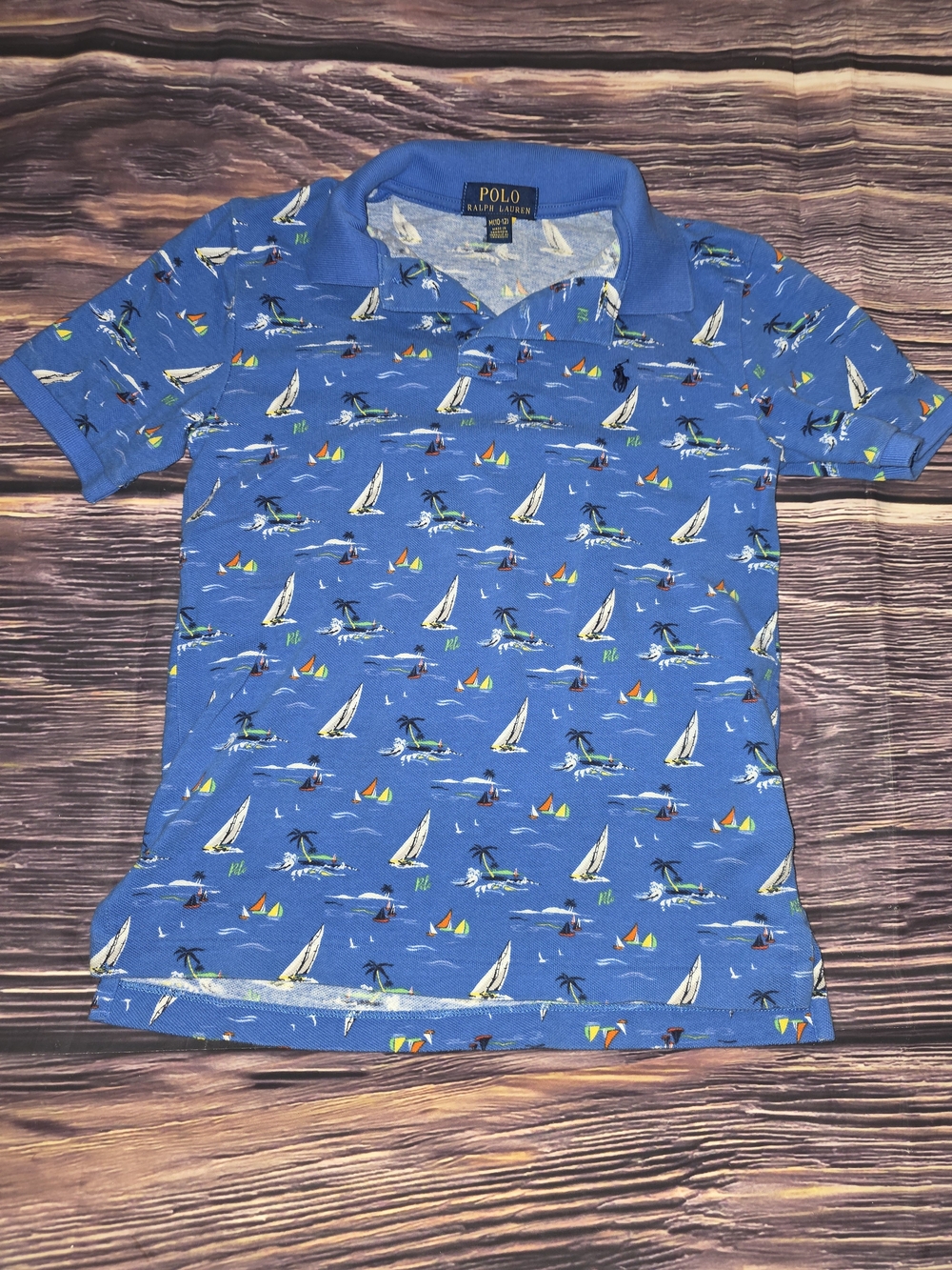 Polo by Ralph Lauren Blue Boys Polo with Sailboat Print